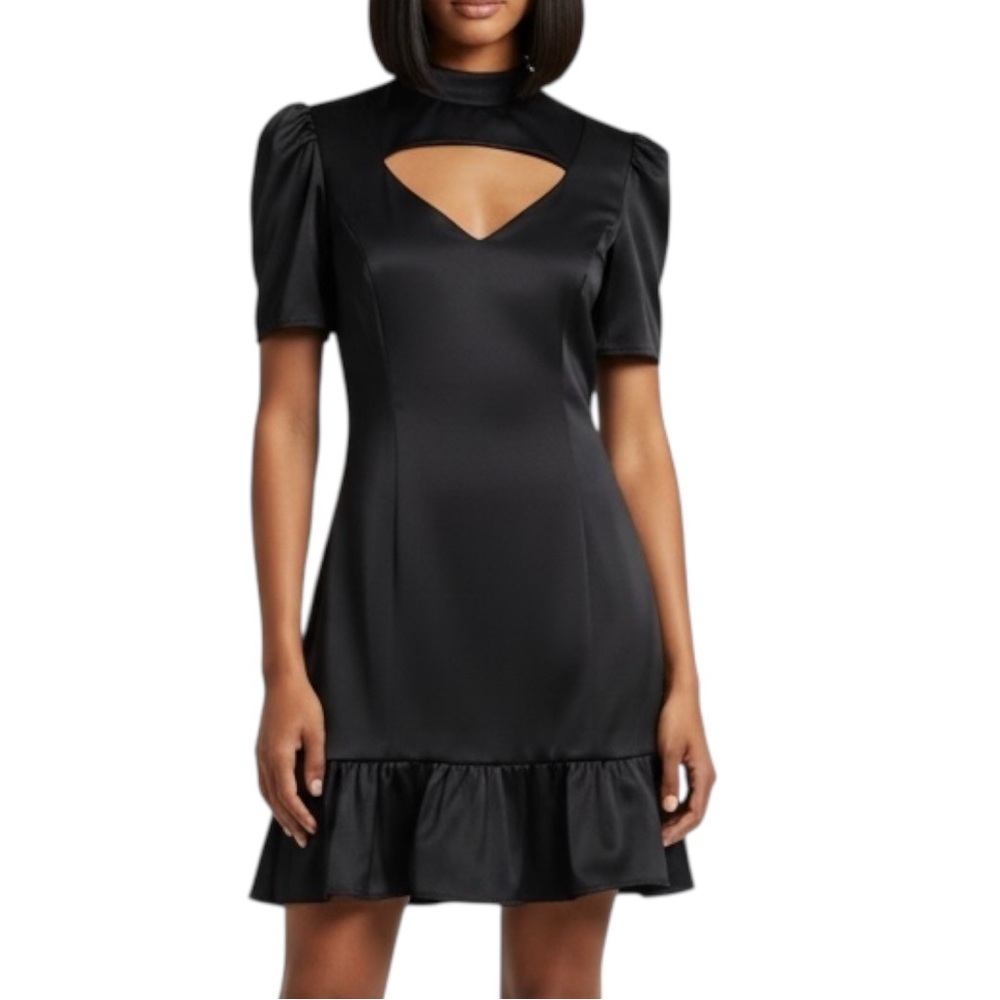 NWT Misha Collection Frida Black Dress Mini Ruffle Puff Sleeves